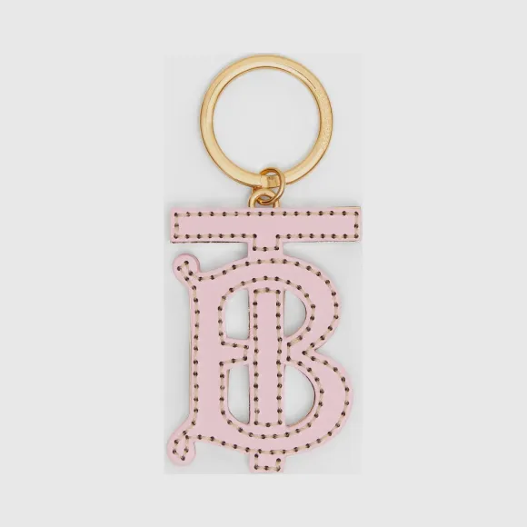 博百利/Burberry 女士 专属标识图案双色皮革钥匙吊饰 (粉色 / 蜜色)  80206931