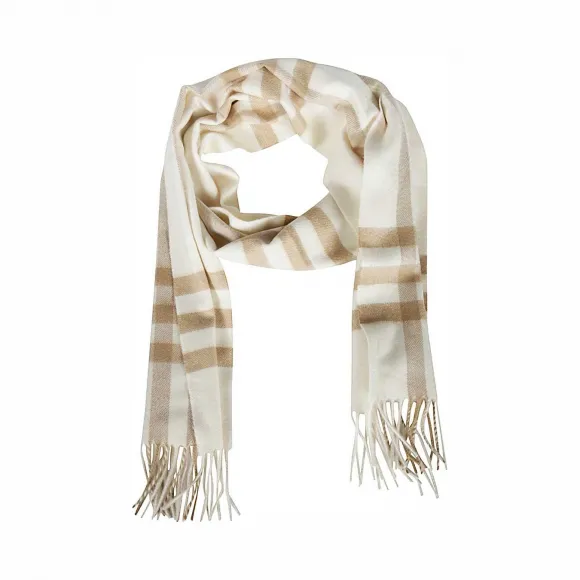 博百利/Burberry 女士 经典格纹羊绒围巾 (白色 / 雪花白)  80208141