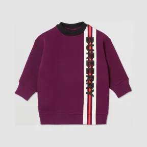 博百利/Burberry 童装 徽标印花平织针织连衣裙 (勃艮第酒红色) 80209831