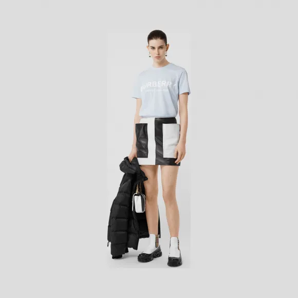 博百利/Burberry 女士 徽标印花棉质 T 恤衫 (浅蓝色) 80212711