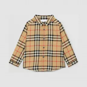 博百利/Burberry 童装 Vintage 格纹棉质法兰绒衬衫 (典藏米色) 80214751