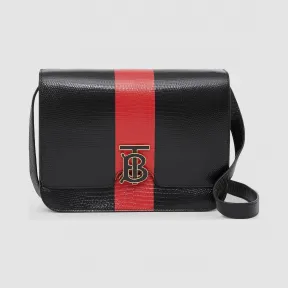 博百利/Burberry TB 中号条纹压花皮革锁扣包 (黑色) - 女士  80230471