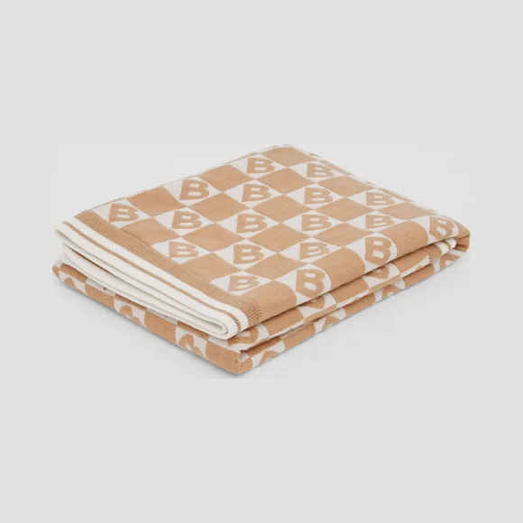博百利/Burberry B 图案棉质美利奴羊毛混纺婴儿毛毯 (浅驼色) - 儿童  80232711