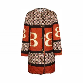 博百利/Burberry 典藏围巾印花菱形绗缝大衣 (棕赭石色) - 女士  80233271