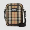 博百利/Burberry Vintage 格纹拼皮革斜背包 (典藏米色) - 男士  80233811
