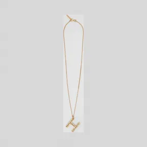 博百利/Burberry H 字母吊饰镀金项链  P80236131