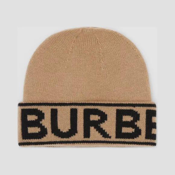 博百利/Burberry 徽标嵌花羊绒毛线帽 (典藏米色)  80239831