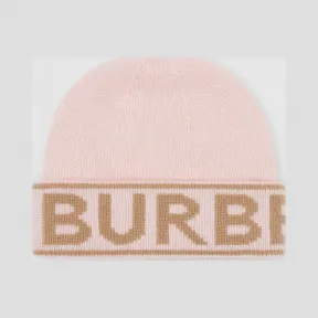 博百利/Burberry 徽标嵌花羊绒毛线帽 (糖果粉红)  80239841