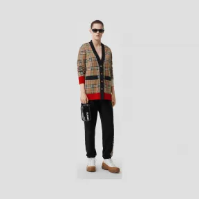 博百利/Burberry Vintage 格纹美利奴羊毛混纺提花开衫 (典藏米色) - 女士  80240761