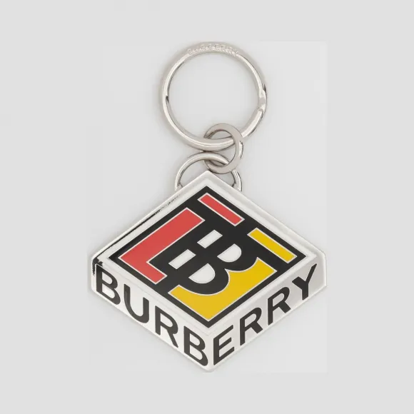 博百利/Burberry 徽标图案镀钯金钥匙圈  P80242521