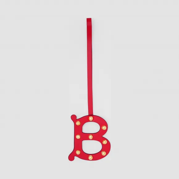 博百利/Burberry B 字母铆钉皮革吊饰 (红色 / 浅金色) - 女士  80243801