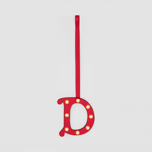 博百利/Burberry D 字母铆钉皮革吊饰 (红色 / 浅金色) - 女士  80243821