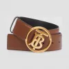 博百利/Burberry 专属标识图案皮革腰带 (棕褐色 / 深古典黄铜色) - 女士  80258141