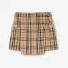 博百利/Burberry Vintage 格纹羊毛短裙 (典藏米色) - 女士  80258321
