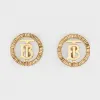 博百利/Burberry 人造水晶细节镀金专属标识图案耳环 (浅金色 / 水晶色) - 女士  80269481