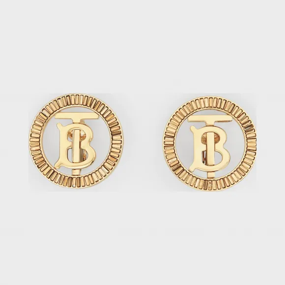 博百利/Burberry 人造水晶细节镀金专属标识图案耳环 (浅金色 / 水晶色) - 女士  80269481