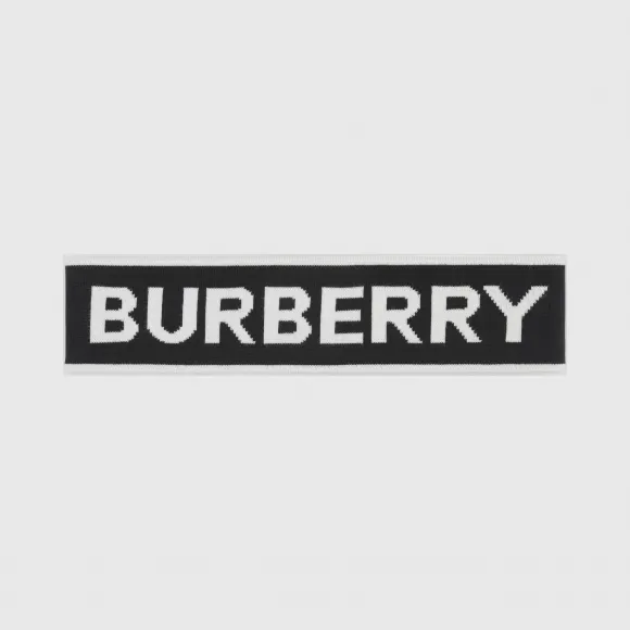 博百利/Burberry 徽标嵌花羊毛混纺发带 (黑色 / 白色)  80269981