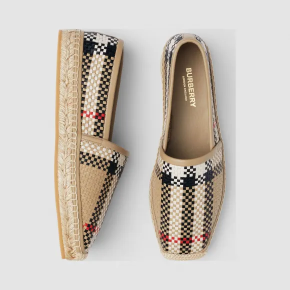 博百利/Burberry 女士 网格皮革麻编鞋  80274321