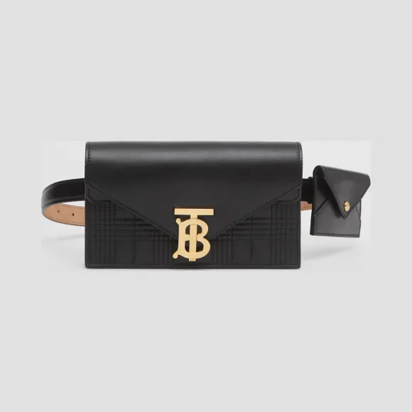 博百利/Burberry TB 专属标识绗缝羔羊皮腰包款信封手拿包 (黑色) - 女士  80274761