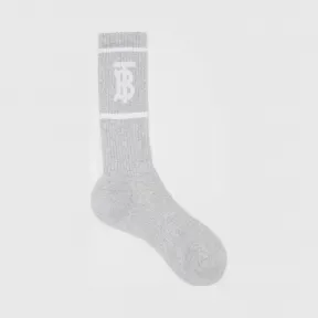 博百利/Burberry 专属标识图案嵌花袜 (砾石灰)  80276221