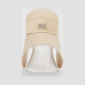 博百利/Burberry 徽标嵌花棉质斜纹软帽 (柔黄褐色)  80277711