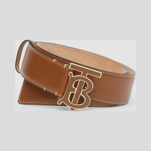 博百利/Burberry 专属标识图案皮革腰带 (棕褐色) - 女士  80277921