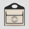 博百利/Burberry 中号徽标图案帆布拼皮革口袋包 (黑色 / 白色) - 女士  80280411
