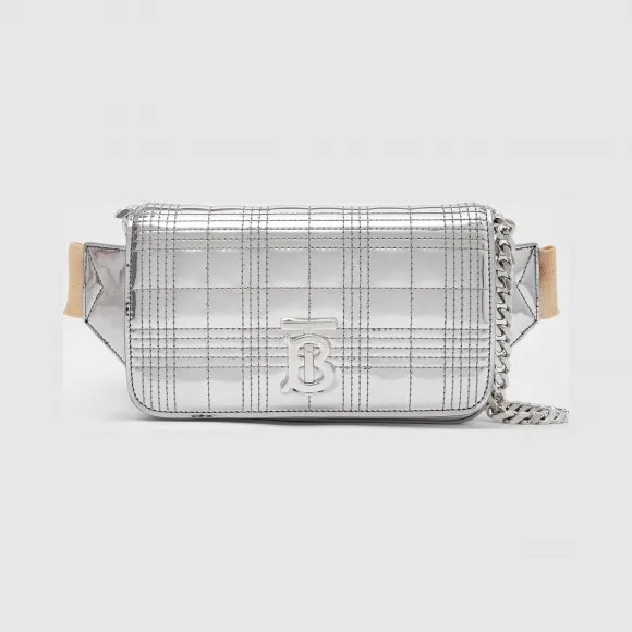 博百利/Burberry Lola - 绗缝金属感萝纳腰包（含链条背带） (银色)  80280751