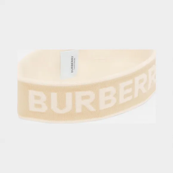 博百利/Burberry 徽标嵌花羊毛混纺发带 (米色 / 光白色)  80288651