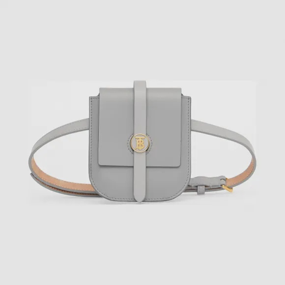 博百利/Burberry Anne - 粒纹皮革腰包款艾尼手拿包 (云灰色) - 女士  80294471