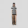 博百利/Burberry 女士 鹿图案条纹珠地网眼布棉质宽松 Polo 衫  80296241