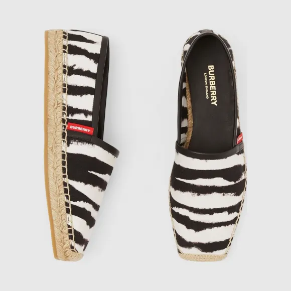 博百利/Burberry 女士 水彩印花棉质帆布麻编鞋  80297061