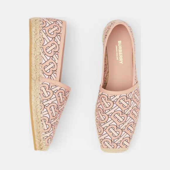 博百利/Burberry 女士 专属标识印花棉质帆布麻编鞋  80297071