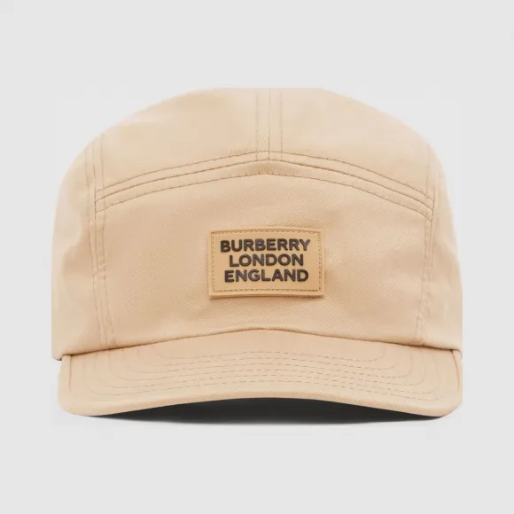 博百利/Burberry 徽标嵌花斜纹棉帽 (柔黄褐色)  80302091