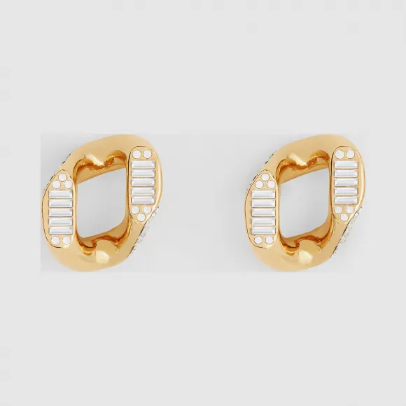 博百利/Burberry 女士 人造水晶镀金链环耳环 80306251