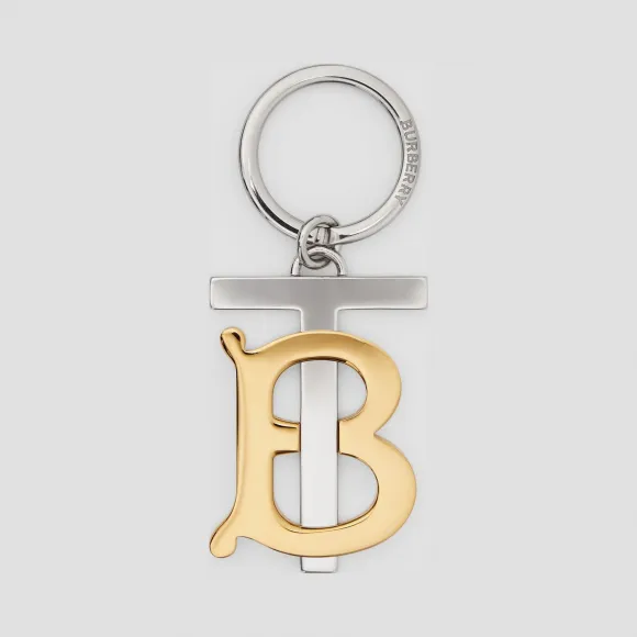 博百利/Burberry 男士 镀金镀钯金专属标识图案钥匙圈  80310561