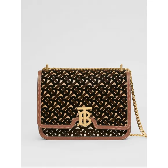 博百利/Burberry 女士 TB 中号专属标识植绒皮革锁扣包  80342261