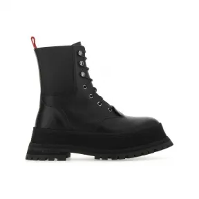 博百利/Burberry 黑色 黑色皮革系带战靴 80342951