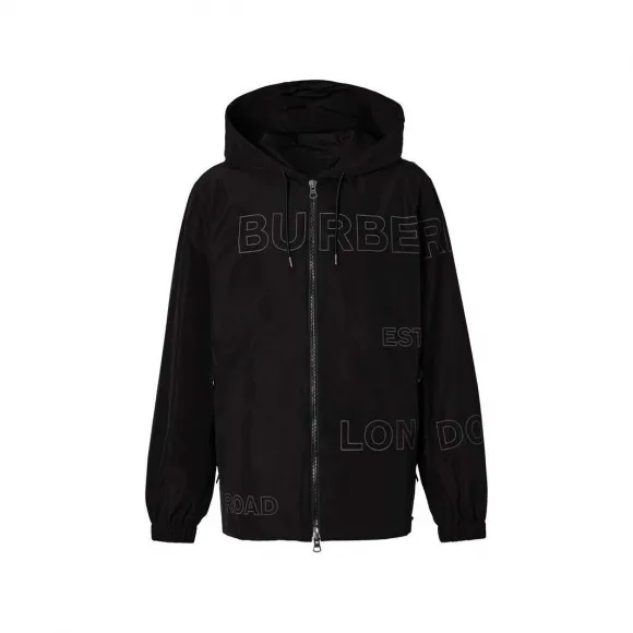 博百利/Burberry 黑色 Horseferry 徽标连帽拉链 80368551