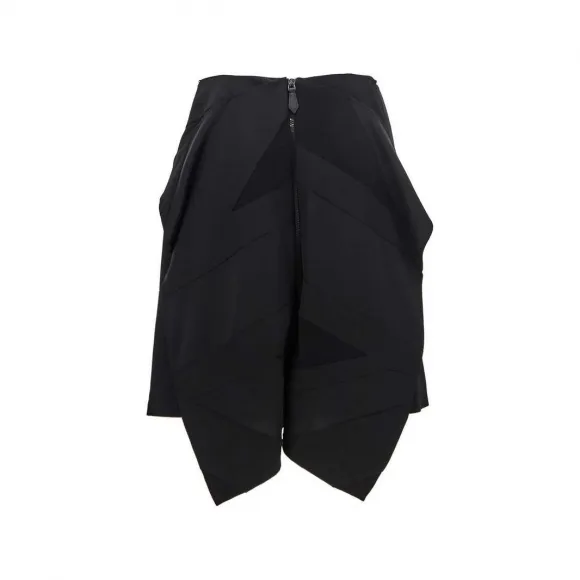 博百利/Burberry 黑色 后拉链真丝垂坠细节半身裙 80468421