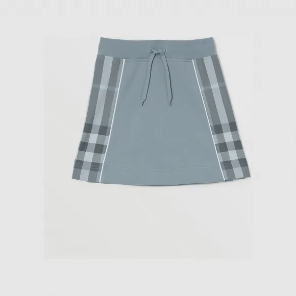 博百利/Burberry 格纹拼接棉质半身裙 (页岩蓝色) 80476241