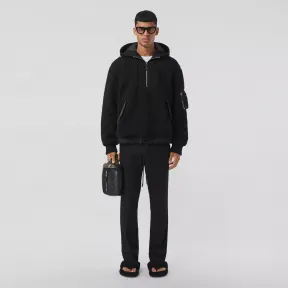 博百利/Burberry 徽标图案绒头连帽外套 (黑色) - 男士 80477781