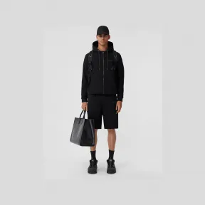 博百利/Burberry 徽标印花弹力棉质连帽上衣 (黑色) - 男士 80482601