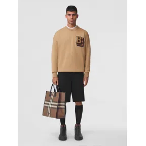 博百利/Burberry 字母图案羊毛针织衫 (驼色) - 男士 80485311