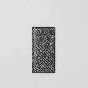 博百利/Burberry 专属标识印花皮革长款钱夹 (黑色 / 白色) - 男士 80492091