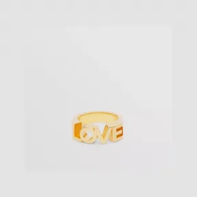 博百利/Burberry Love 字母镀金徽标戒指 (浅金色) - 女士 80498091