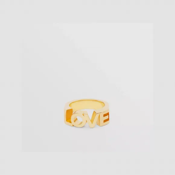 博百利/Burberry Love 字母镀金徽标戒指 (浅金色) - 女士 80498091