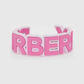 博百利/Burberry 双色橡胶质感徽标手镯 (樱草花粉色) - 女士 80498131