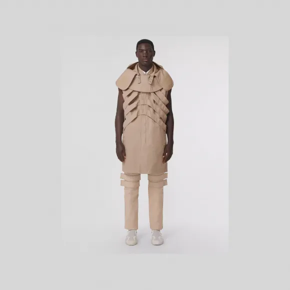 博百利/Burberry 裁片设计棉质工装裤 (柔黄褐色) - 男士 80519121