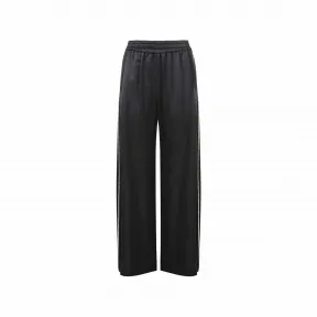 博百利/Burberry 8057110 水晶条纹丝缎混纺阔腿裤 黑色